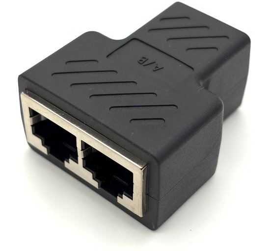 Foto: Rj45 splitter 1 naar 2 ethernet lan netwerk adapter internet kabel verdeler geschikt voor cat5e cat6 zwart