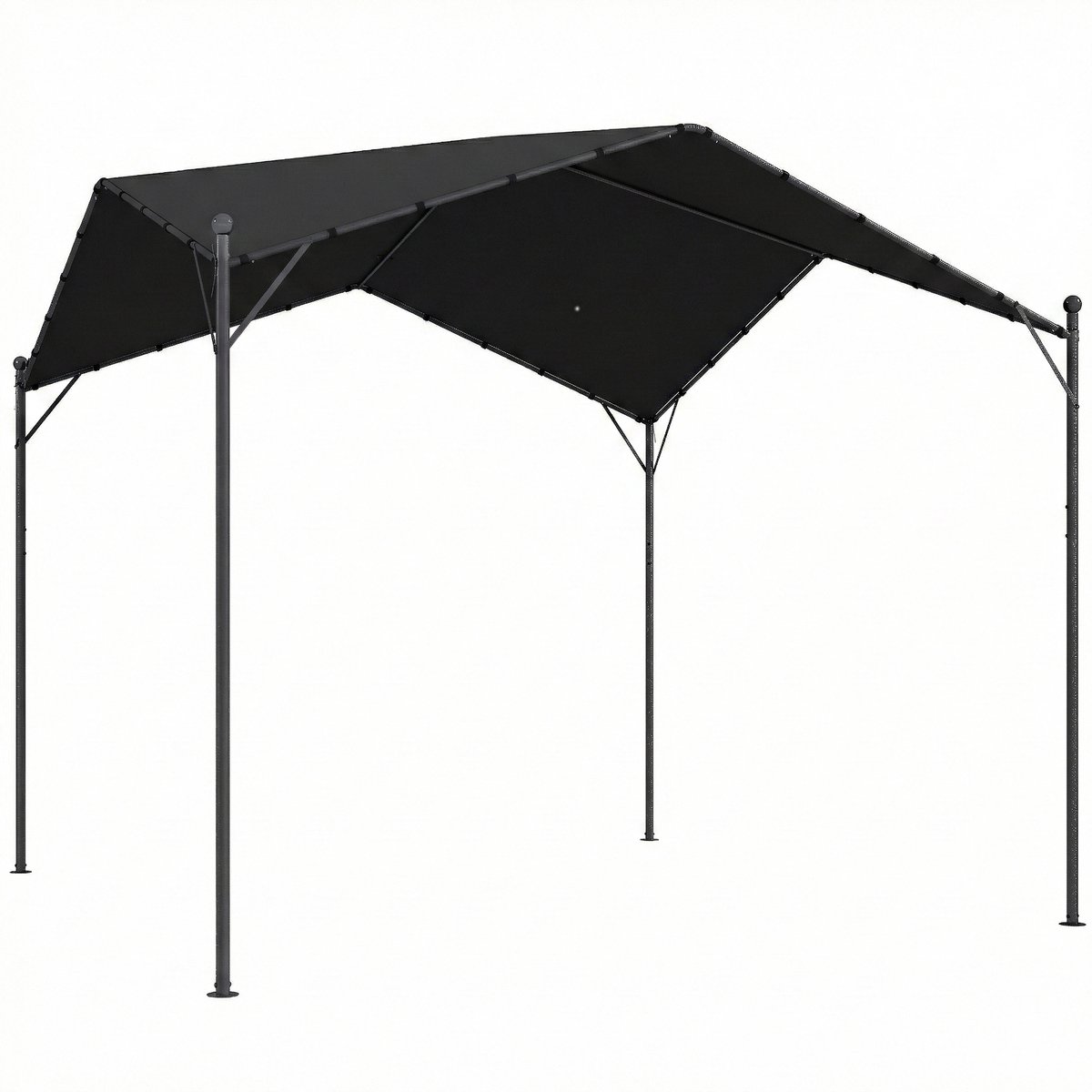 Pergola - 3 x 3 m - Prieel - Paviljoen - Terras - Weerbestendig - Metalen Frame - Met zonwering - Donkergrijs