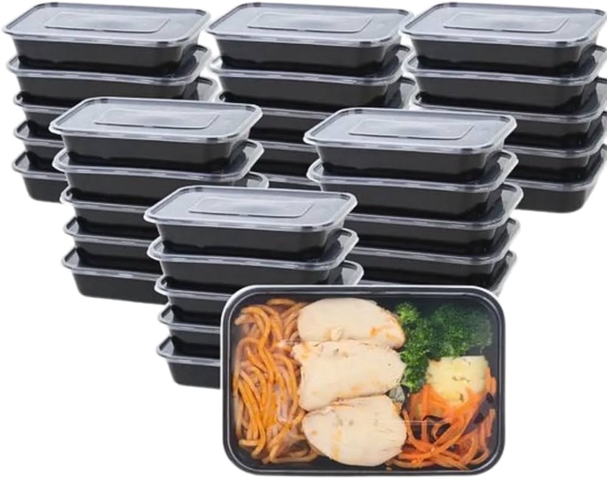 Dutchers® 50 stuks BPA-Vrije Vershoudbakjes - Meal Prep Bakjes - Plastic Diepvries Bakjes - Magnetronbakjes Met Deksel - Lunchtrommel - Broodtrommel - Noodpakket