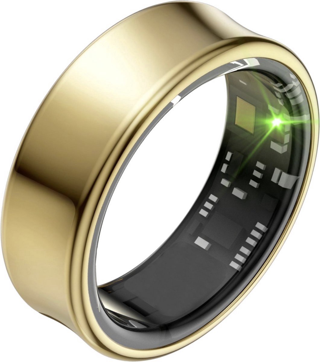 Focus® S2 Smart Ring - Mat Goud - Maat 6 - Hartslag - Menstruatiecyclus - Slaap Monitor - Slimme Ring - Sport Prestatie - Stappenteller -IP68 Waterdicht - O2 Meting - Dames - Heren - Wearables - Oplaad Case - beschermring
