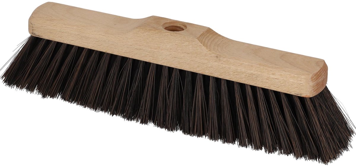 KOTARBAU® Straatbezem, Zonder Steel, Hout, 30 cm, Bruin, Nylon Borstels, Veegbezem, Buitenbezem, Tuinbezem, voor Binnen en Buiten, Ergonomisch Ontwerp