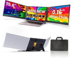 Siaviala P7 2026 nieuwe Laptop Schermverlenger, 15.6" ultralichte draagbare triplescherm voor laptops met 1080P FHD IPS-scherm, plug-and-play monitorverlenger met twee USB-C/HDMI-kabels voor Mac/Windows/Android, geschikt voor laptops van 13-17"