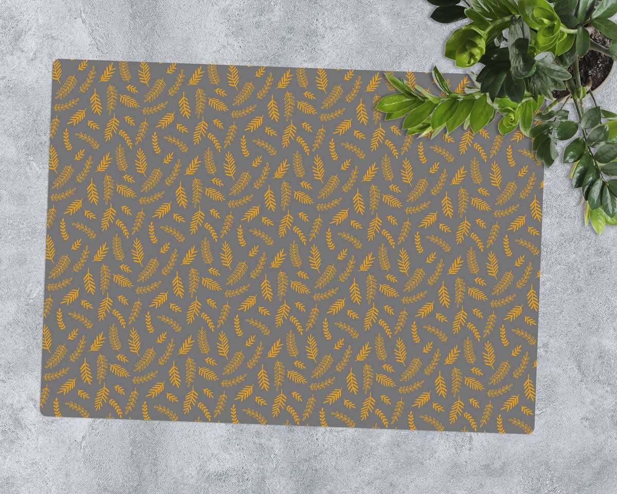 Coloray Vloerbeschermer - Gele takjes Vloerbeschermer Bureaustoel - 100x70 cm - Oranje Vloerbeschermer Harde Vloer - Motif Vloerbeschermer - Mótif Vloerbeschermer - Rechthoekige Mat - Natuur Thema