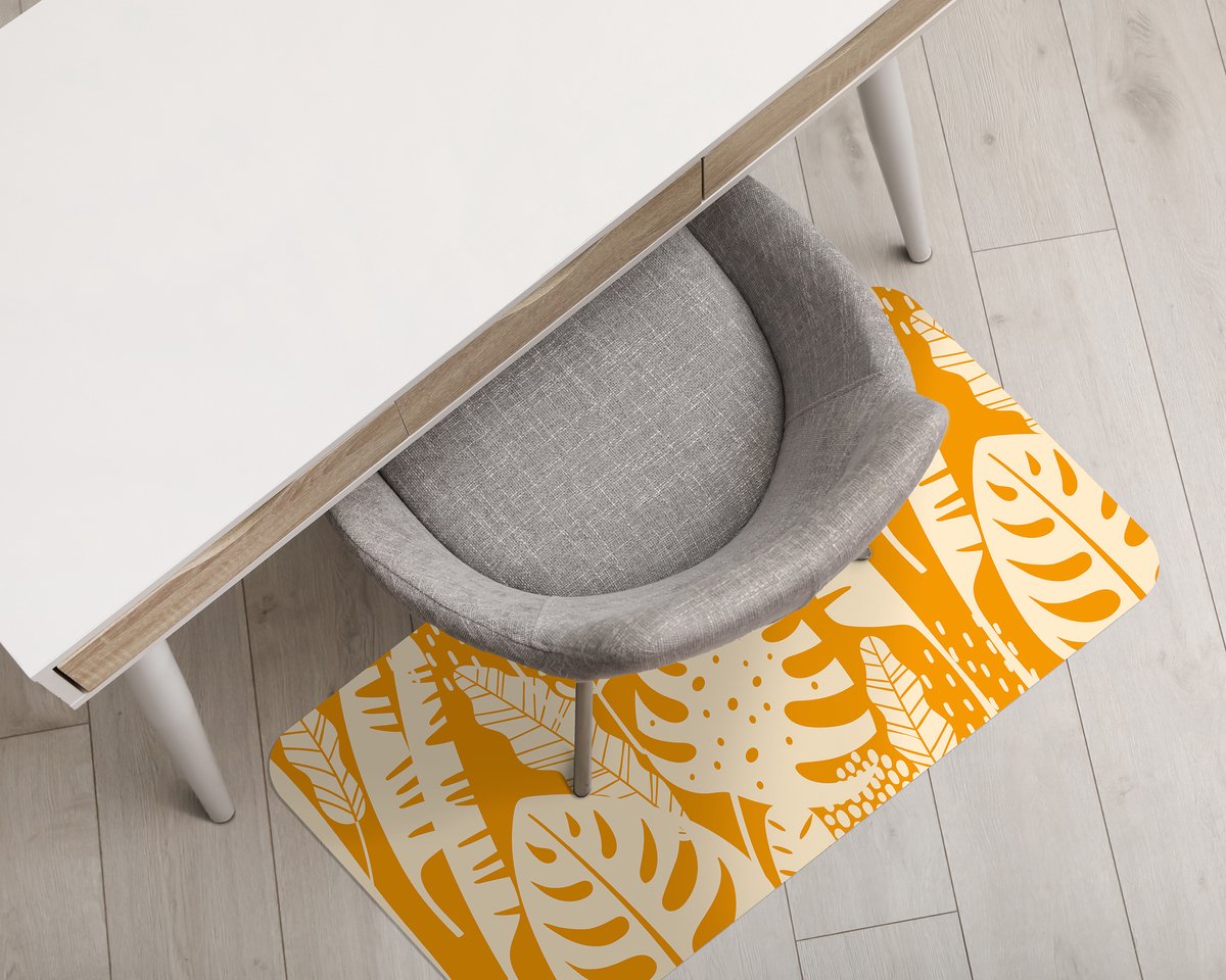 Coloray Vloerbeschermer - Natuurbladeren Vloerbeschermer Bureaustoel - 100x70 cm - Oranje Vloerbeschermer Harde Vloer - Motif Vloerbeschermer - Mótif Bureaustoelmat - Rechthoekige Mat - Natuur Thema