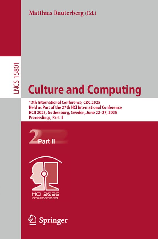 Lecture Notes in Computer Science15801- Culture and Computin ... - cover