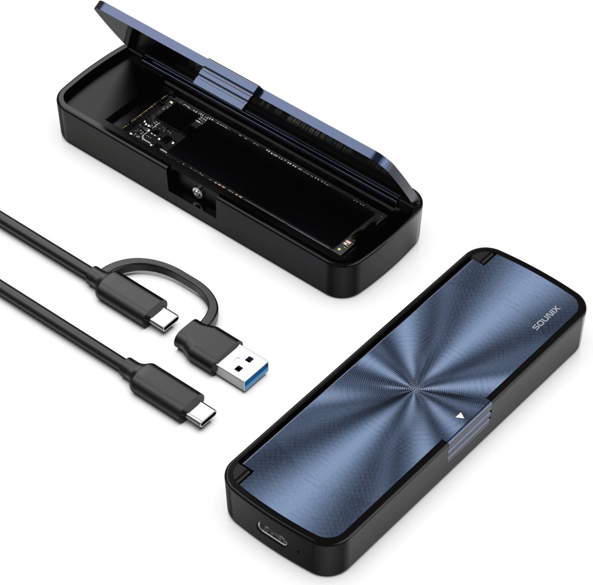 Vinmooog M.2 NVMe SSD USB Enclosure, Adapter, External Hard Drive, USB 3.1 Gen2, PCIe M-Key SSD 2230/2242/2260/2280, UASP Adapter