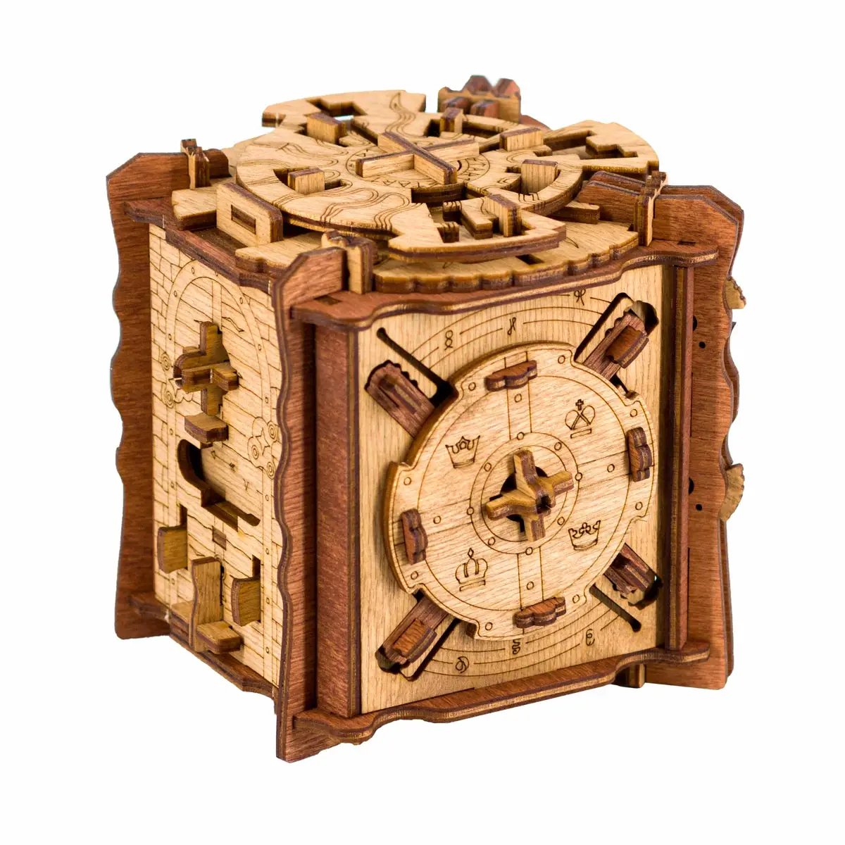 Houten puzzeldoos met geheim slot