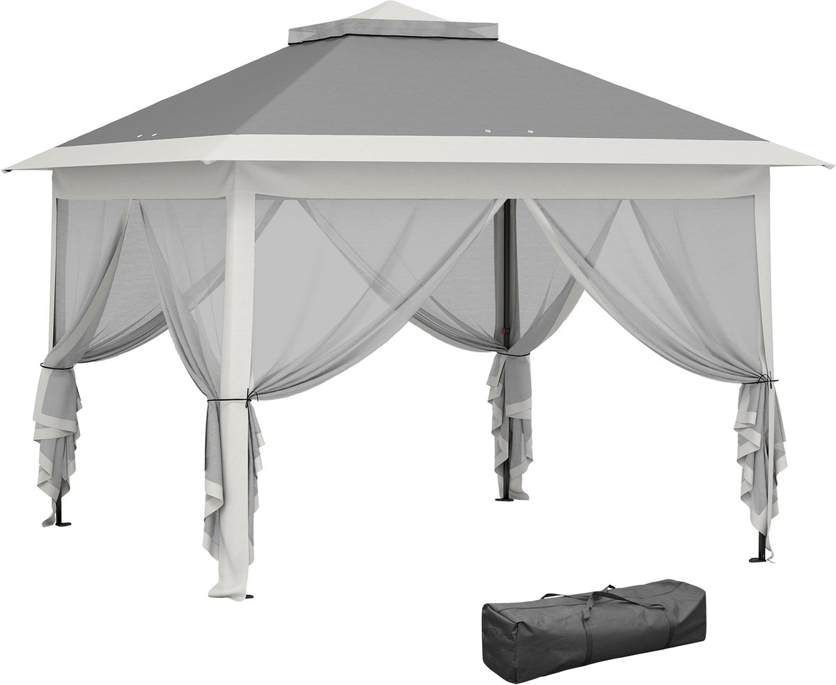 Outsunny pop-up tent - metaal/polyester - 330x330x288 cm - donkergrijs