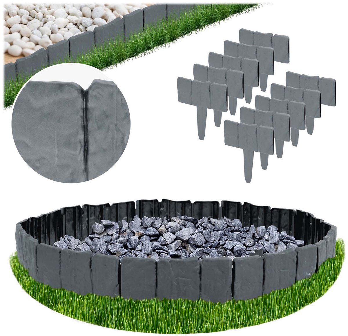 Plonos tuinborder 250 cm PL-962 grijs