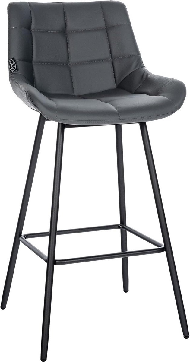 Elegante Barkruk met Rugleuning en Voetsteun - Imitatieleer