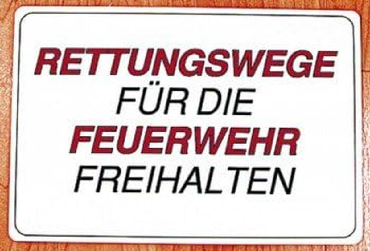 Waarschuwingsbord - Reddingwegen Vrij Houden - Kunststof Bord 40x25 cm