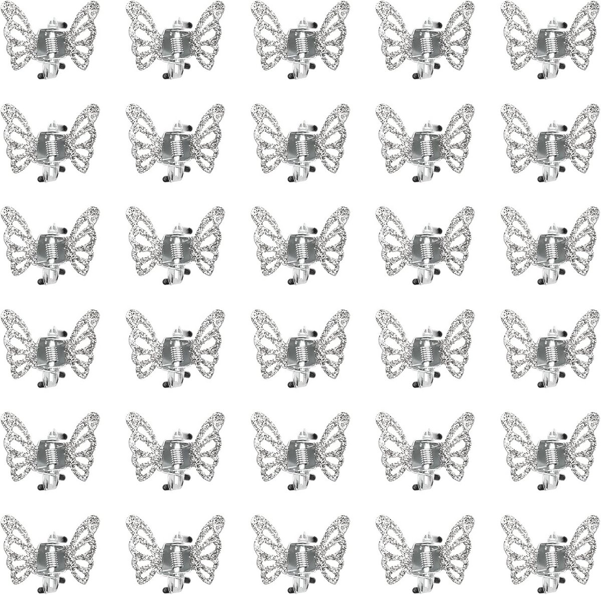 30 Stuks Mini Vlinder Haarspeldjes Zilverkleurig Klein Metaal Voor Meisjes en Dames