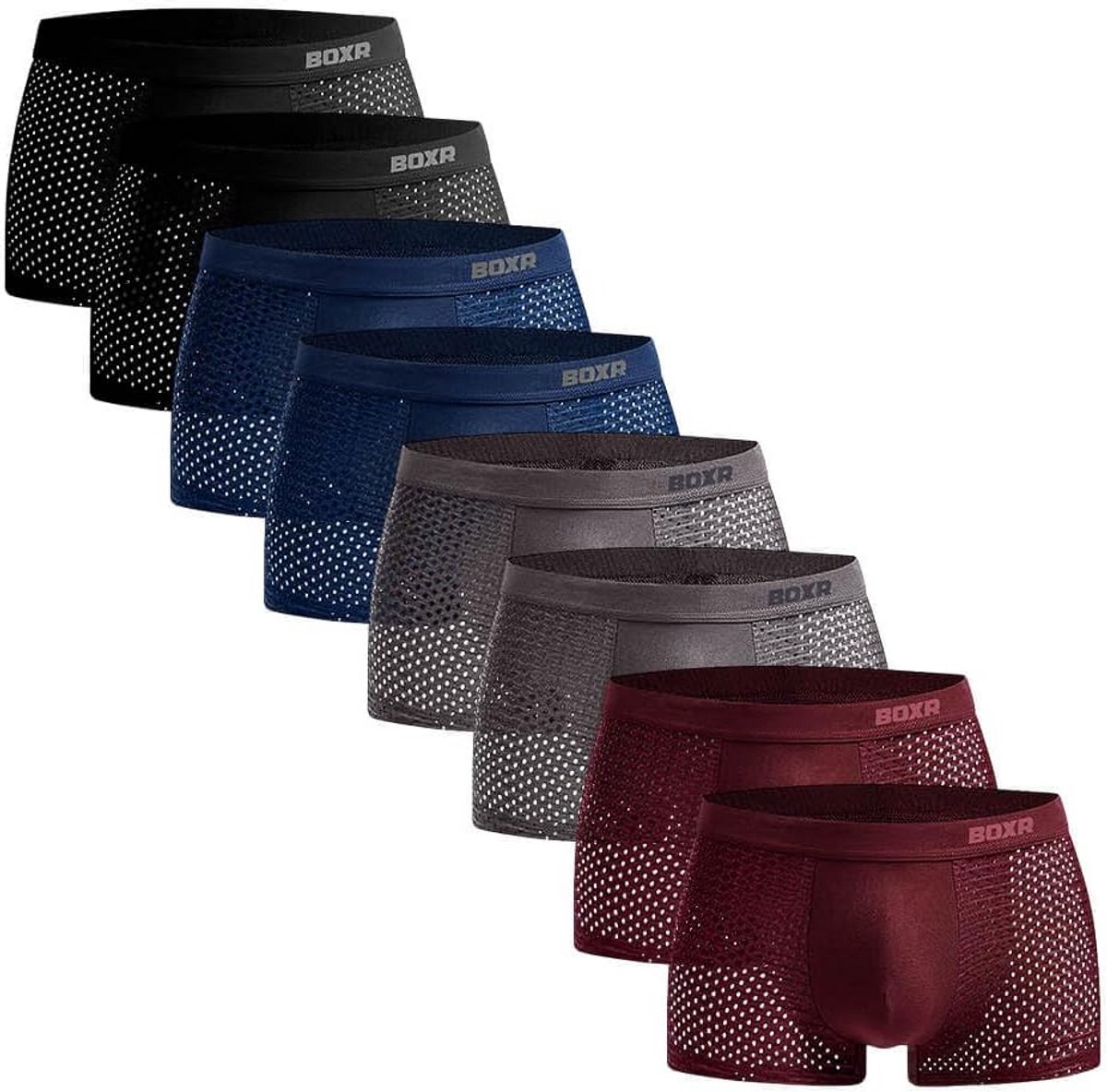Set van 8 Bamboe Boxershorts voor Heren, Zijdezacht en Ademend Ondergoed