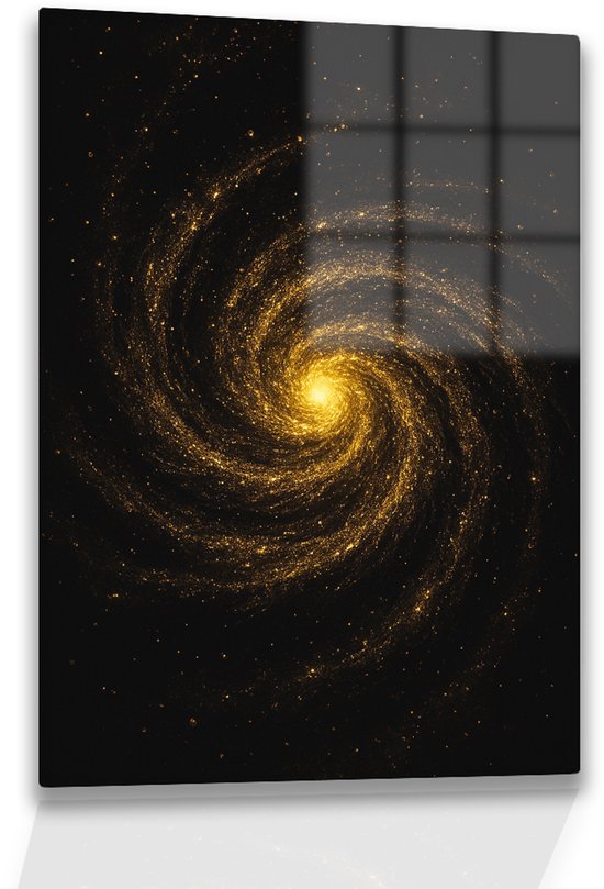 Gouden spiraal - Acrylglas - Kunst op acrylaat - Glasschilderij - 30x45 cm
