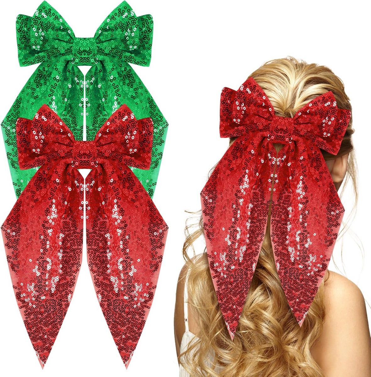 Grote Glitter Strik Haarclip voor Dames en Meisjes - Vintage Franse Stijl Haaraccessoire