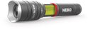 Grijze Nebo Tac Slyde zaklamp met rode ring, COB-licht en magnetische basis.