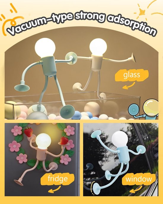 Nachtlampje - Funny Nachtlampje - LED Nachtlamp Warm Licht - Decoratief Nachtlampje - Siliconen Buigbaar Lampje - Sportman Design - Zuignap Lamp - Mini Tafellamp - Sfeerverlichting Binnen - 4 Stuks van Merkloos — afbeelding 5