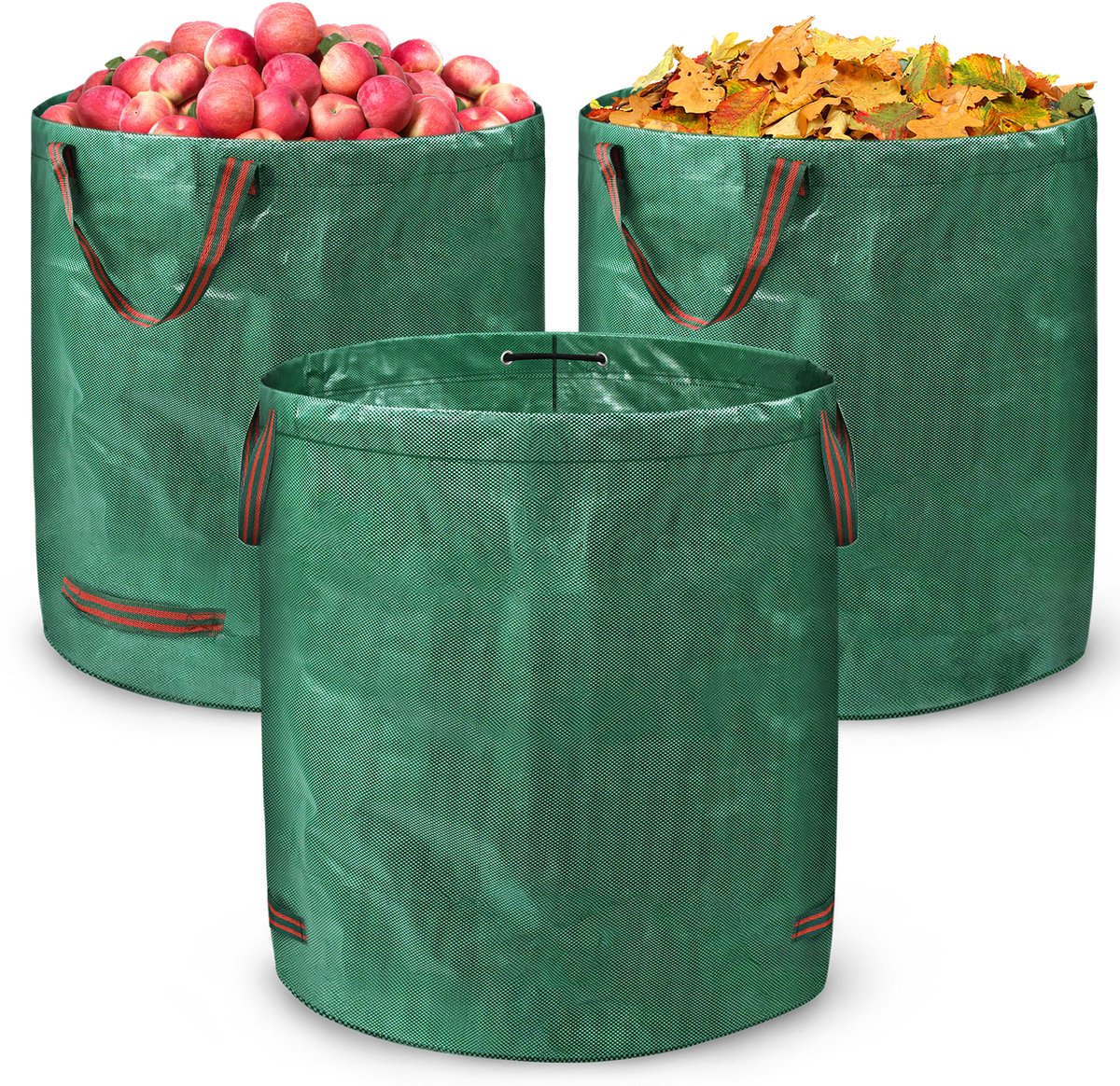Aufun Tuinzakken-Met Handvatten-272L -Bladzak Voor Tuinafval Tuinafvalzak-Voor Gras Bladeren Tuinafval-3 Pack-Groen