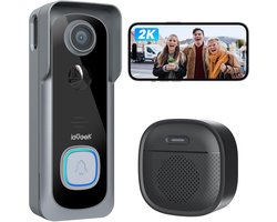 ieGeek Draadloze Video Deurbel met Camera – 2K FHD – WiFi – Zonder Abonnement – Bewegingsdetectie – Nachtzicht – Twee-weg Audio – Waterdicht – Inclusief Gong