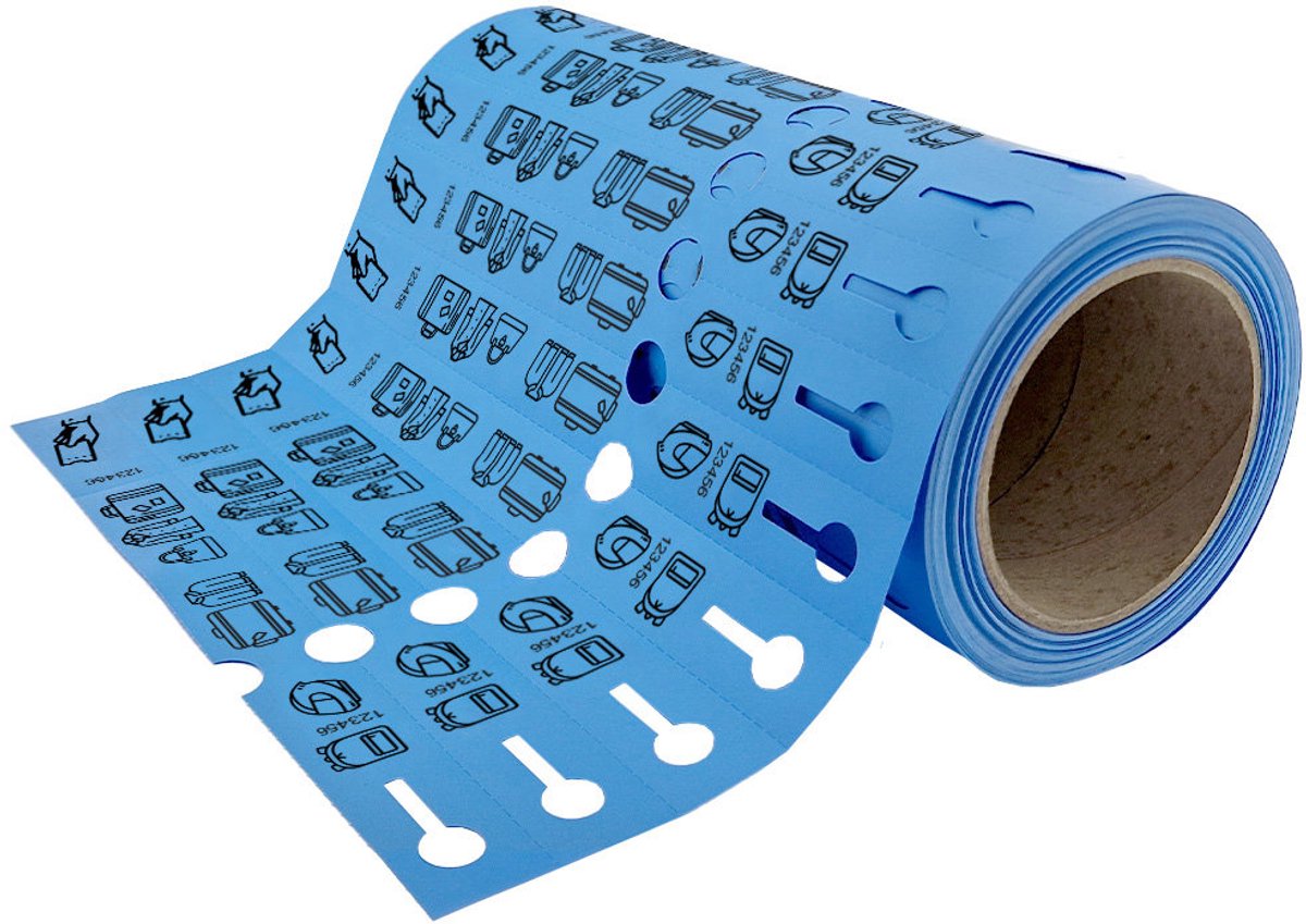CombiCraft kunststof bagagelabels 250x25mm op rol blauw - per 500 labels