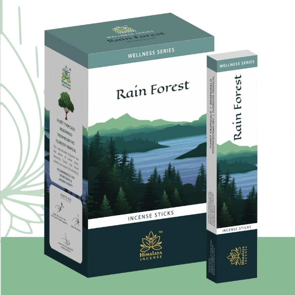 Himalaya Premium Rain Forest Wierook Stokjes 12 x 15 g Agarbatti - Voor Dagelijkse Pooja & Gebed | Frisse Bosgeur | Ontspannend Aroma voor Thuis & Kantoor met Kajal Sticker