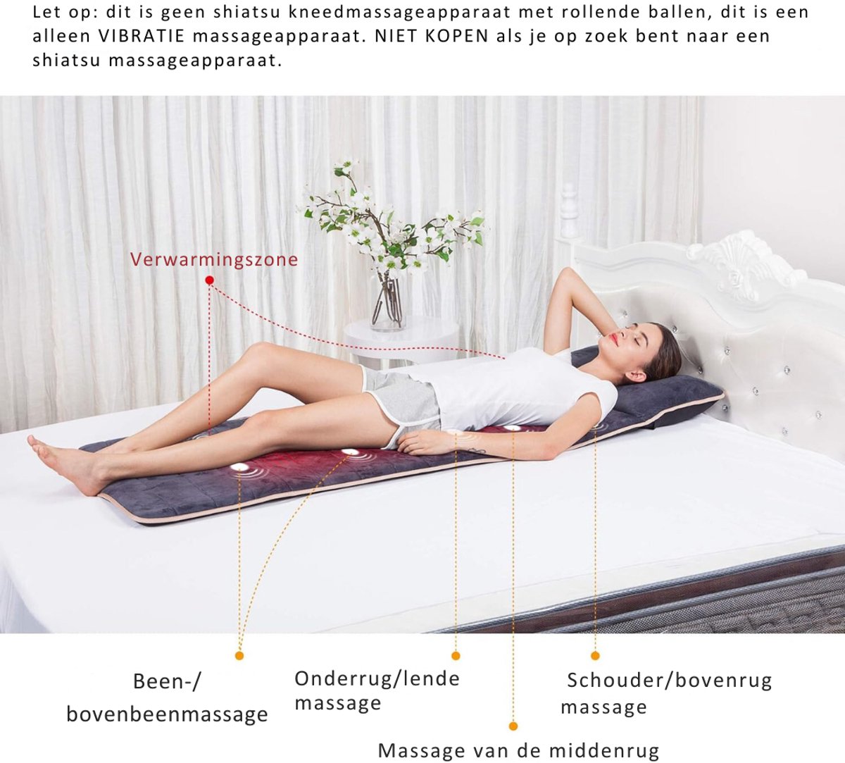 Quvo Massage Matras met Warmte 10 Modi Volledig Lichaam - afbeelding 2
