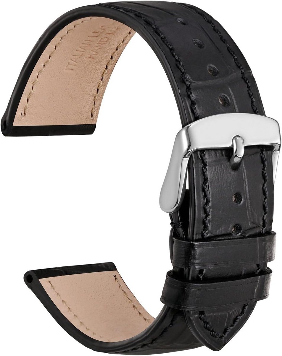 Luxe Alligator Reliëf Leren Horlogeband met RVS Gesp - Verkrijgbaar in 18 t-m 22 mm