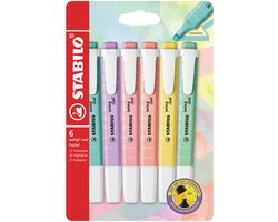 STABILO Swing Cool Pastel - Markeerstift - Perfect Voor Onderweg - Etui Met 6 Pastel Kleuren