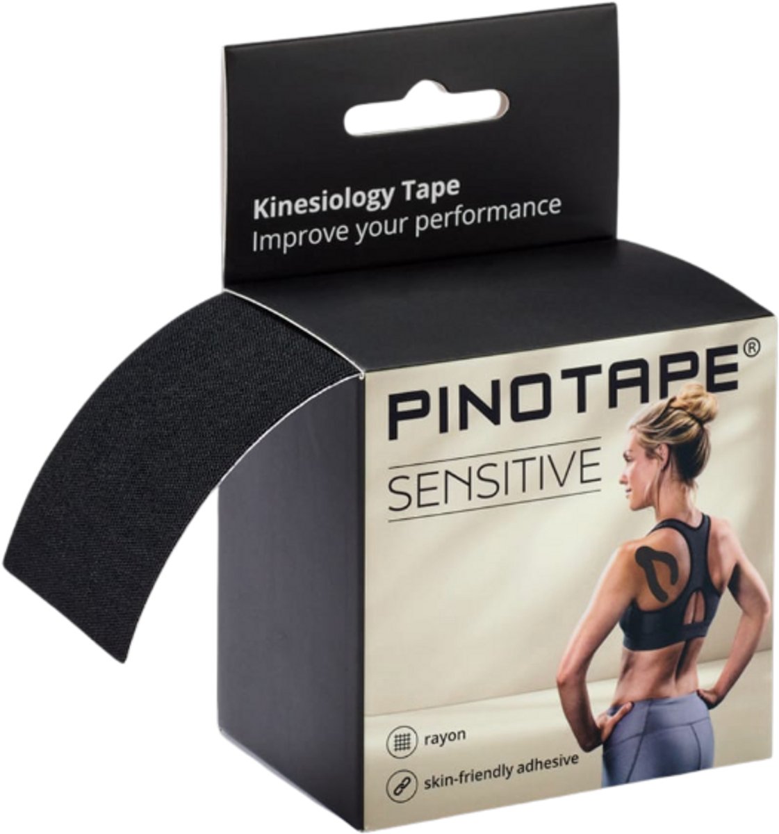 PINO - Kinesiotape Sensitive - Pino tape - Skin Friendly - Fysio tape - Zwart - Latex free
