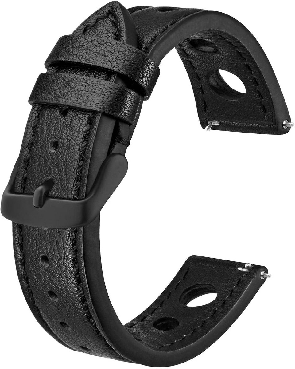 Leren horlogeband voor heren met rally-stijl, verkrijgbaar in 18mm, 20mm en 22mm