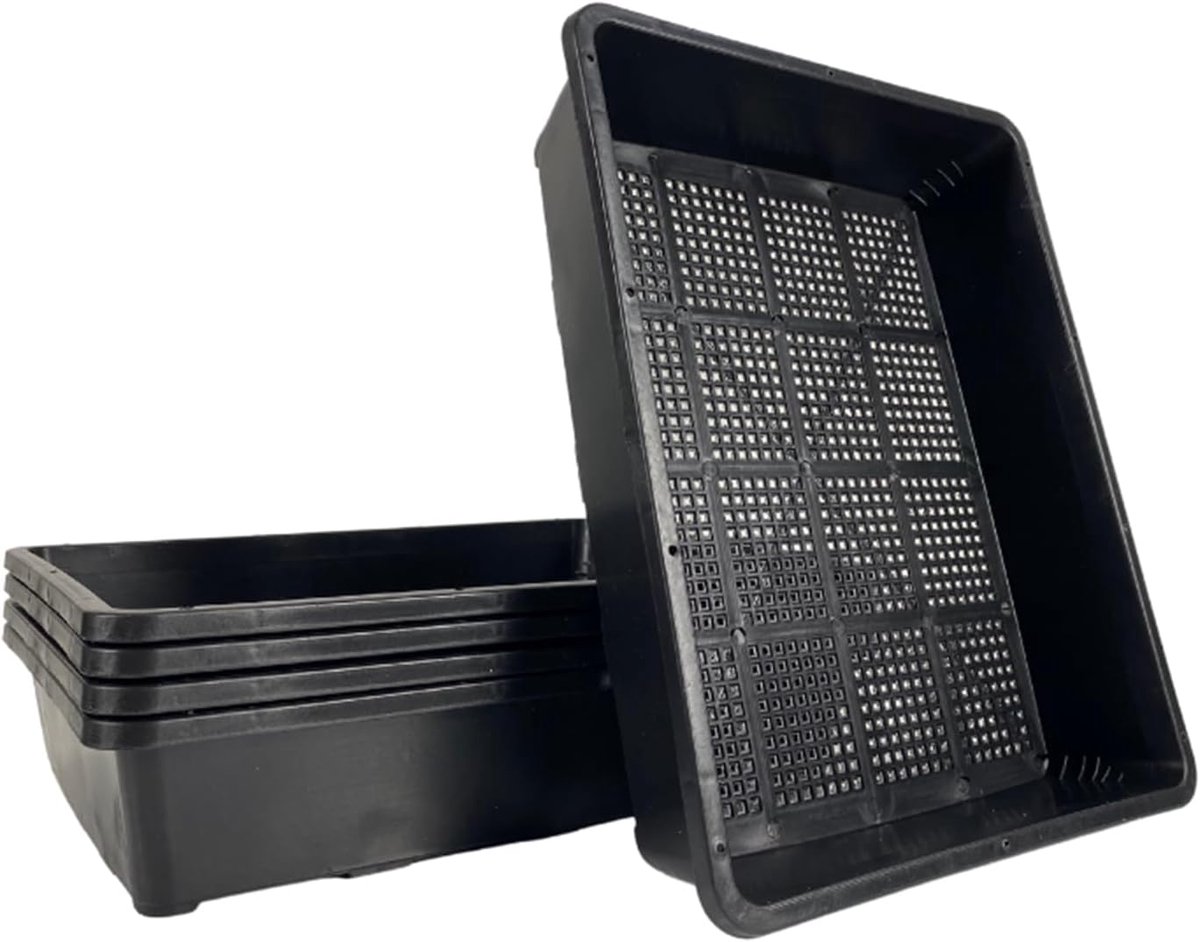 Zaaibak - Kweekbak - Zaaitray - Zaadbakjes - Set van 5 zaaibakjes Voor Zaailingen - Zwarte Planttrays (37 X 30 X 7,5 Cm) Voor Microgroentezaailingen, Vetplanten En Kassen