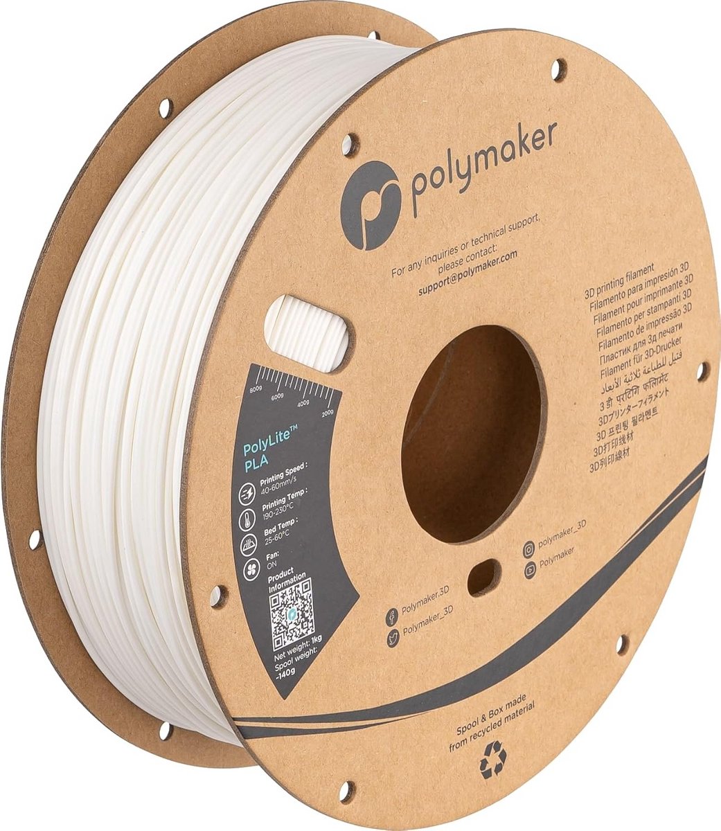 PLA Filament 1.75mm 1kg Wit - Hoogwaardig 3D Printer Materiaal