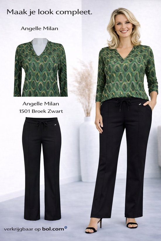 Angelle Milan - Vêtements de voyage pour femmes - Chemisier glamour vert - Respirant - Infroissable - Robe durable - En 5 tailles - Taille L