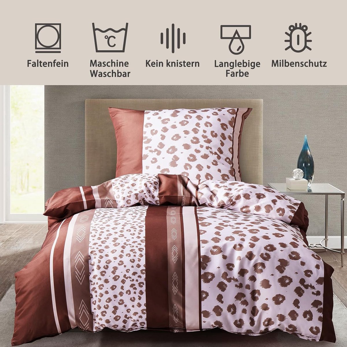 Dekbedovertrekset Microvezel 135x200 cm met Kussensloop 80x80 cm – Bamboe Bladeren Groen – Extra Zacht, Ademend & Oeko-Tex Gecertificeerd – Pauwhome