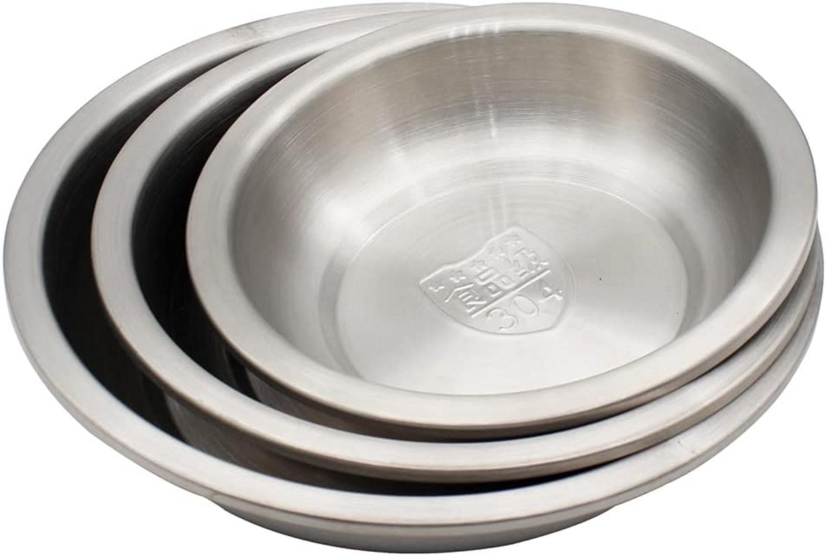 Set van 3 RVS Dinerborden Set Serveerschalen Duurzaam Servies
