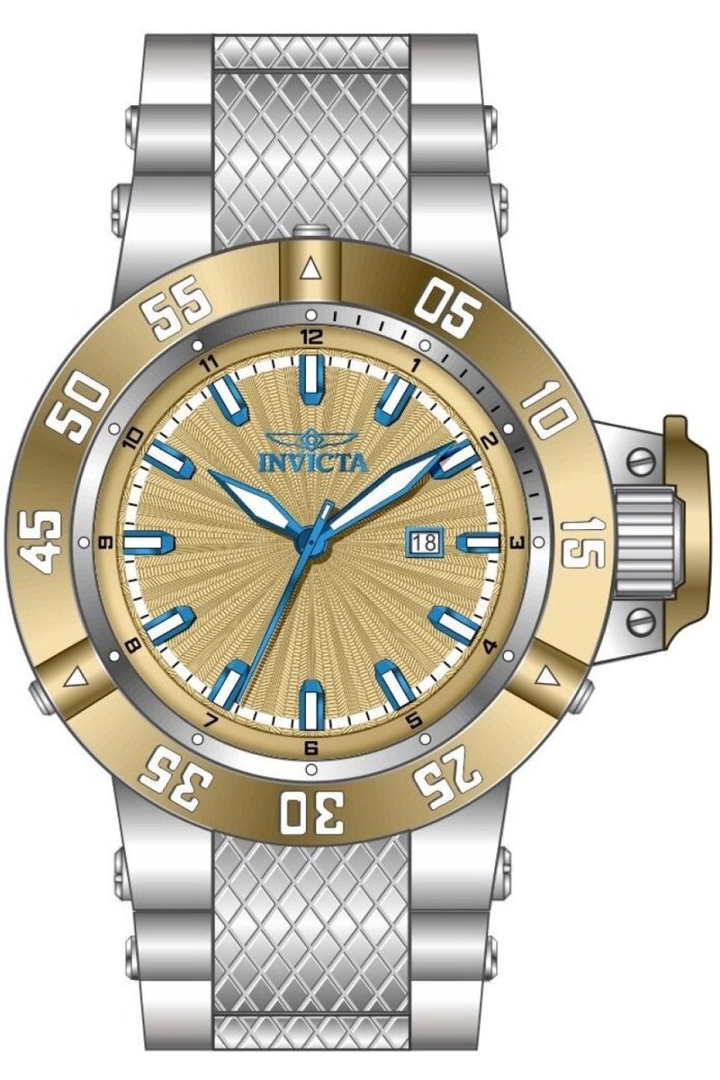 Invicta Subaqua - Noma III 50053 Heren Horloge - Waterdicht - Analoog - Quartz Uurwerk - Roestvrij Staal met gouden Wijzerplaat - 50mm