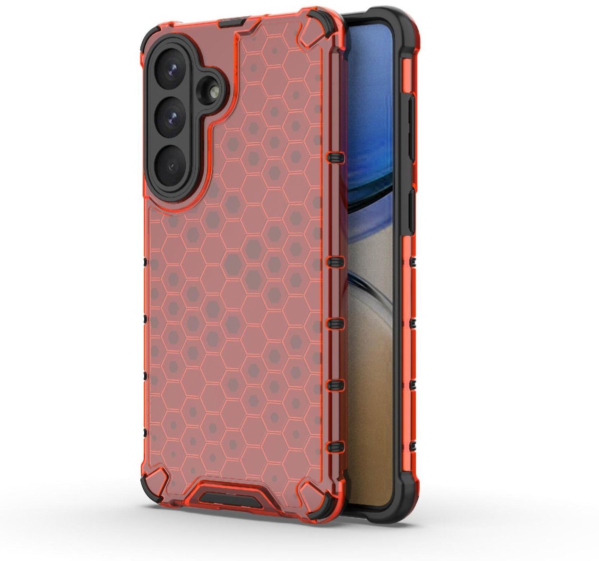 Mobigear Hoesje geschikt voor Samsung Galaxy S26 Plus Telefoonhoesje Hardcase | Mobigear Honeycomb Backcover Shockproof | Schokbestendig Galaxy S26 Plus Telefoonhoesje | Anti Shock Proof - Rood