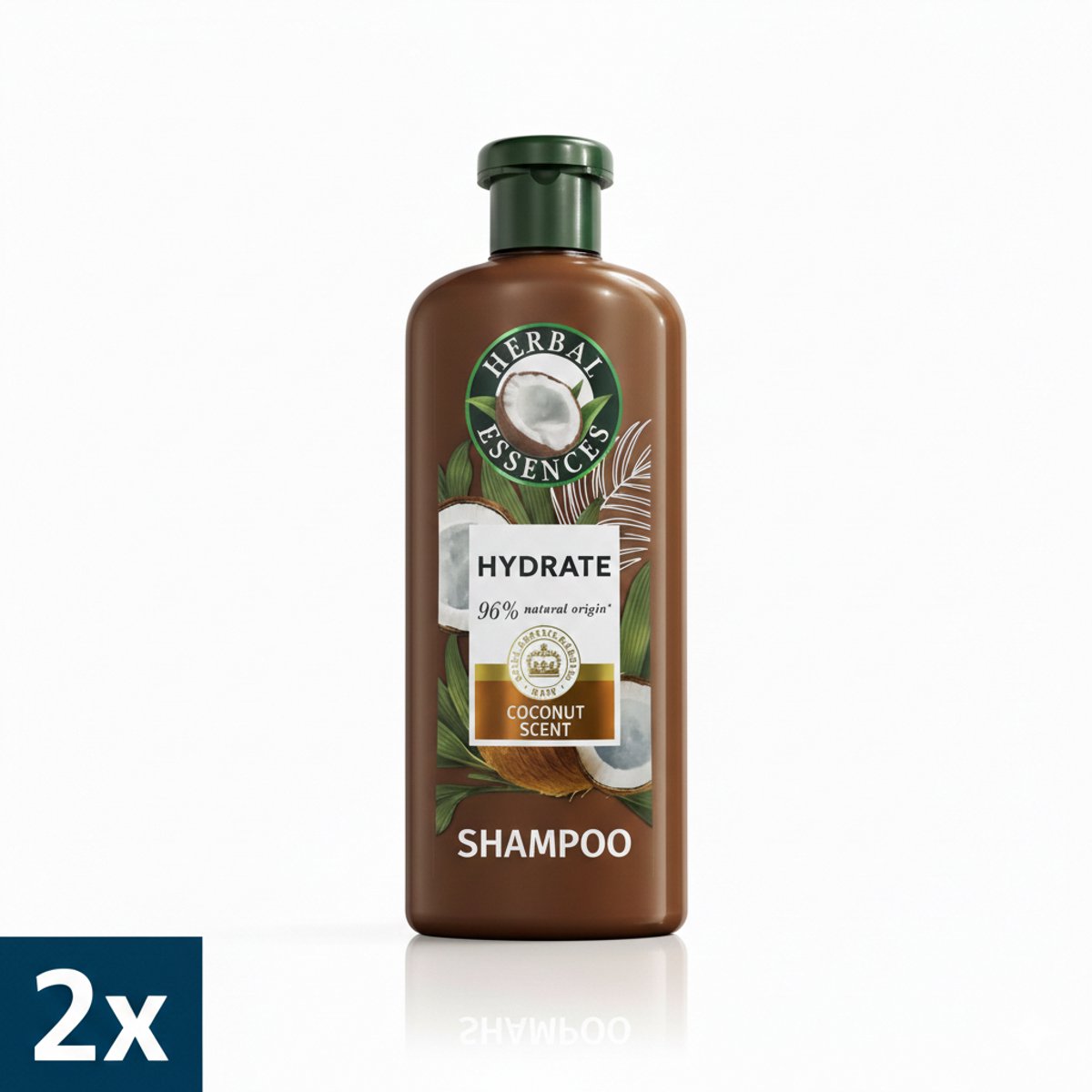 2 x Herbal Essences Hydrate Shampoo – 96% Ingrediënten van Natuurlijke Oorsprong – Kokosgeur – Hydraterende Shampoo voor Zacht & Gevoed Haar