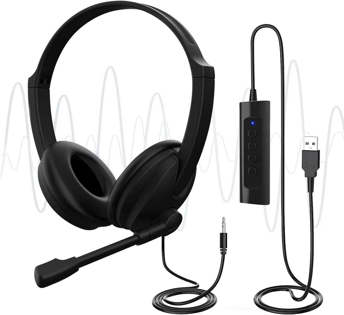 USB Headset met Microfoon voor PC en Laptop - Ruisonderdrukking en Comfortabel voor Kantoor en Calls