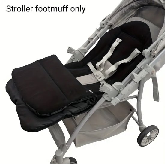 Luxe Voetenzak voor Kinderwagen & Buggy - Warm - Gevoerd - Water- en Wind Afstotend - Zwart - Veiligheidsgordel — afbeelding 4