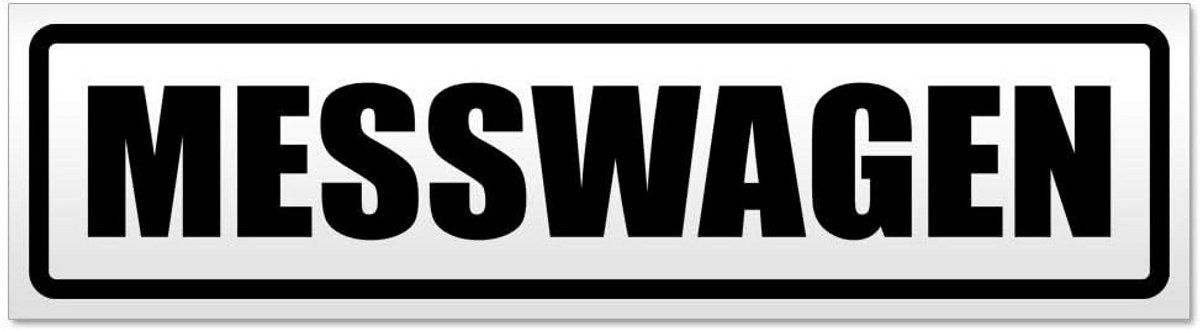 Meetwagentje Waarschuwingssticker Gelamineerd Weerbestendig 30x8 cm Zwart