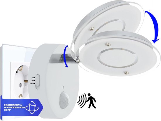 LED Stekkerlamp Trango 3er Pack LED-stekkerlicht Wandlamp Oriëntatieverlichting Trango LED Leeslamp GU10 3000K Draaibaar
