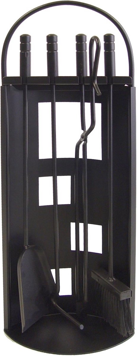 Haard-accessoireset Zwart Gebogen Design - Complete Set voor Open Haard