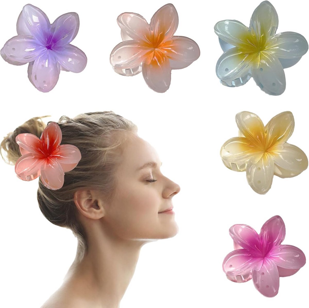 Set van 6 Grote Haarspeldjes met Bloemen voor Dik en Lang Haar