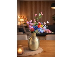 Zijden bloemen boeket - Zijden Boeket Kleurenpracht - Onderhoudsvrij - Kunstbloemen