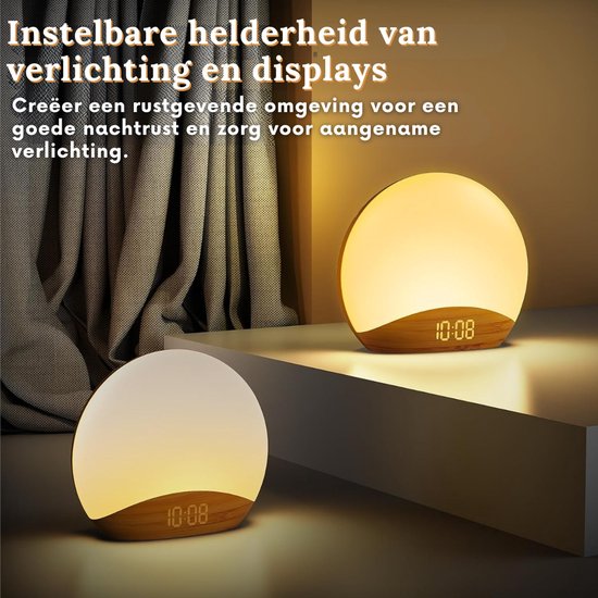 Wake Up Light - Digitale Wekker - Lichtwekker - Nachtlampje - Wekker - 26 White Noise geluiden - Incl. Nederlandse handleiding van Alecto — afbeelding 3