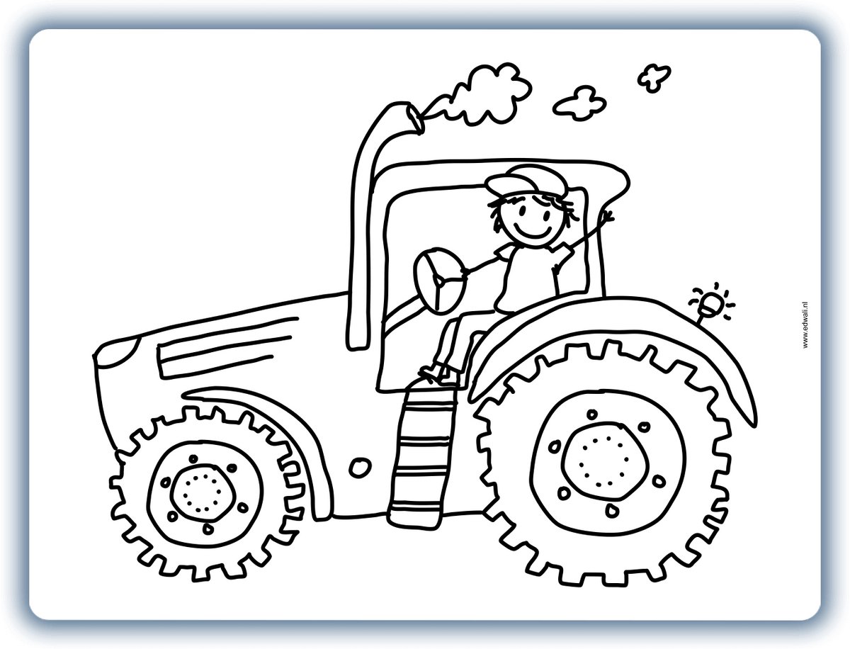 Placemat Tractor - inkleurbaar en uitveegbaar - 30 x 40 cm