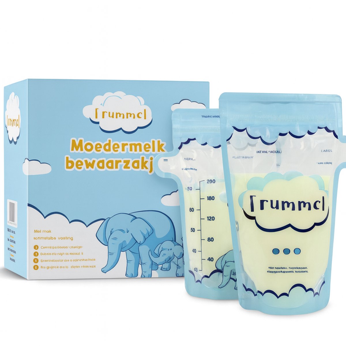 Frummel Moedermelk Bewaarzakjes - 150 stuks - 200 mL - Borstvoeding Opslag - BPA Vrij - Lekvrij - Koelkast en Vriezer - Borstvoeding Bewaarzakje — afbeelding 1