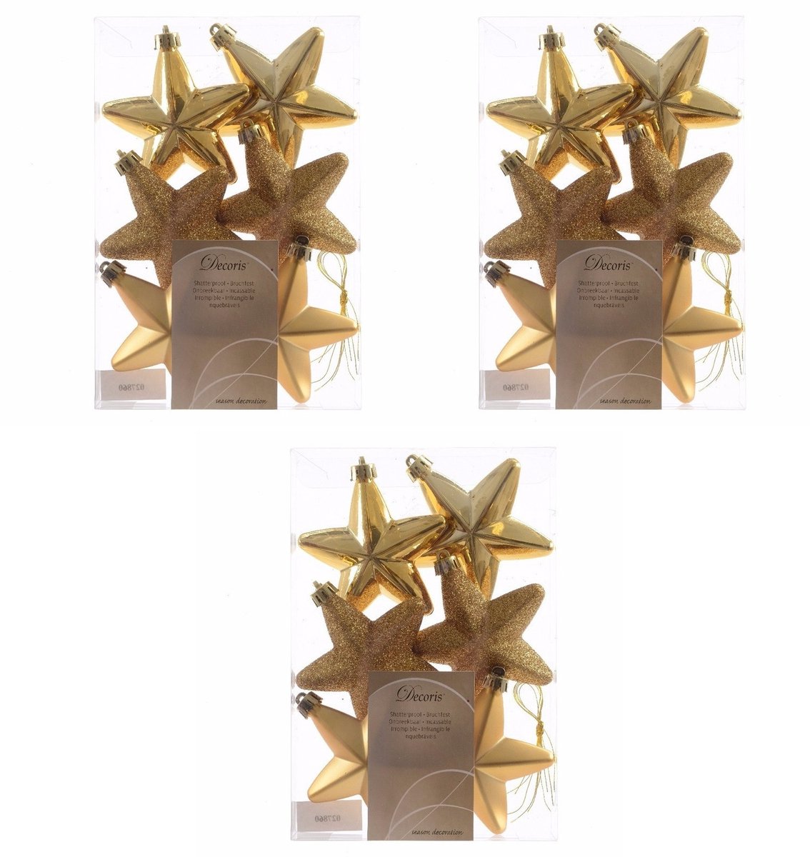Decoris kersthanger sterren - 18x st - goud - 7 cm - kunststof - kerstornamenten - kerstversiering Goudkleurig