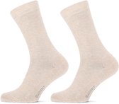 Basset - Unisex Bamboe Sokken - Badstof zool - 2-Pack - Maat 35/38 - Beige